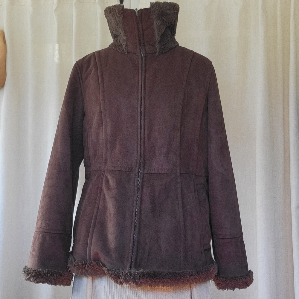 Johnston & Murphy Chocolate Brown Winter Faux Leather Faux Seude Coat Jacket - Picture 4 of 11